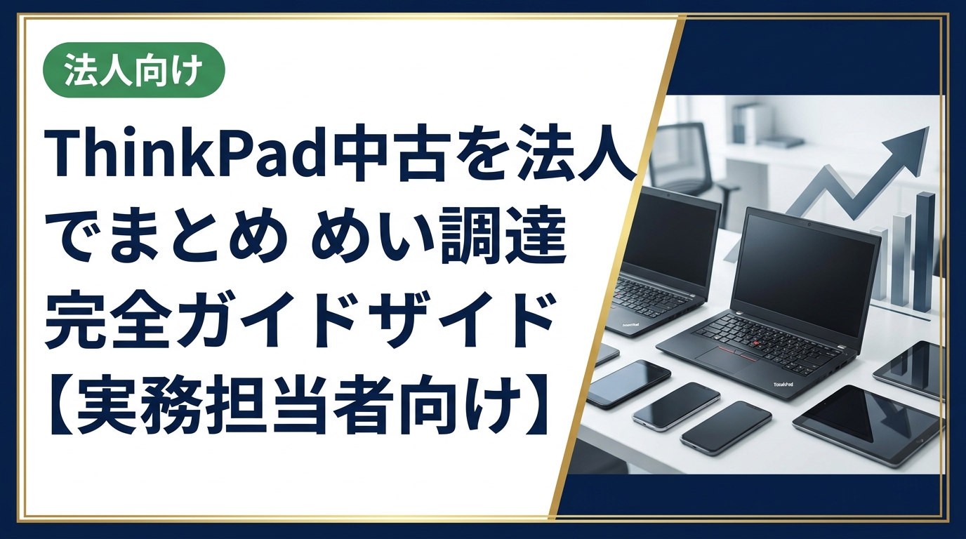 法人がThinkPad中古をまとめ買い調達する際の選定基準・リスク管理・コスト比較・納期・データ安全対応まで実務視点で徹底解説。卸直結の中古スマホ流通センターへの見積り相談も受付中。