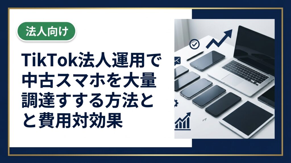 TikTok法人運用に必要なスマホの大量調達を中古で賢く行う方法を解説。コスト削減・即日対応・データ消去証明書など法人向けの実務ポイントを詳しく紹介します。