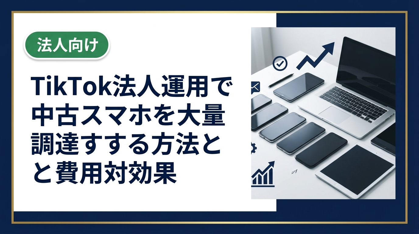 TikTok法人運用に必要なスマホの大量調達を中古で賢く行う方法を解説。コスト削減・即日対応・データ消去証明書など法人向けの実務ポイントを詳しく紹介します。