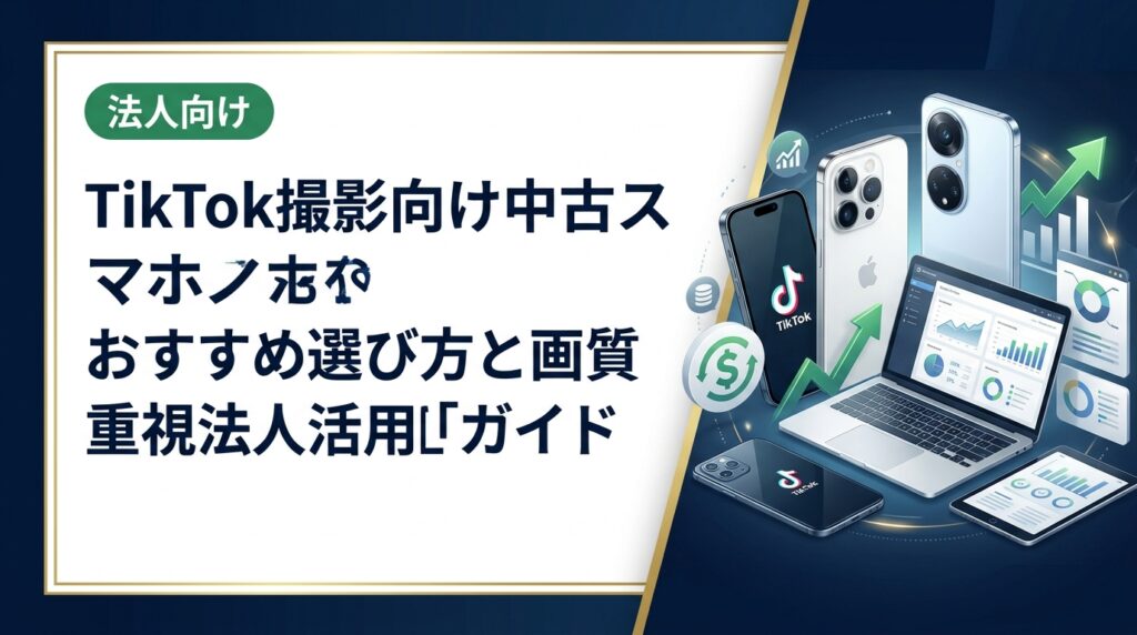 TikTok撮影に適した中古スマホの画質・スペック選びを法人向けに解説。コスト削減と高品質動画を両立する機種選定のポイントと導入手順をわかりやすく紹介します。