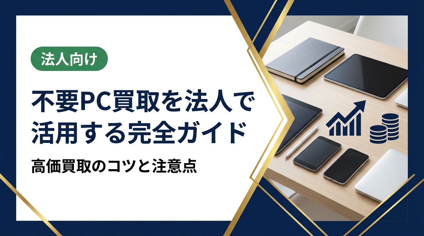 法人の不要PC買取を徹底解説。高価買取のポイント、データ消去の重要性、業者選びの基準から手続きの流れまで、総務・情シス担当者が知るべき実務情報をまとめました。