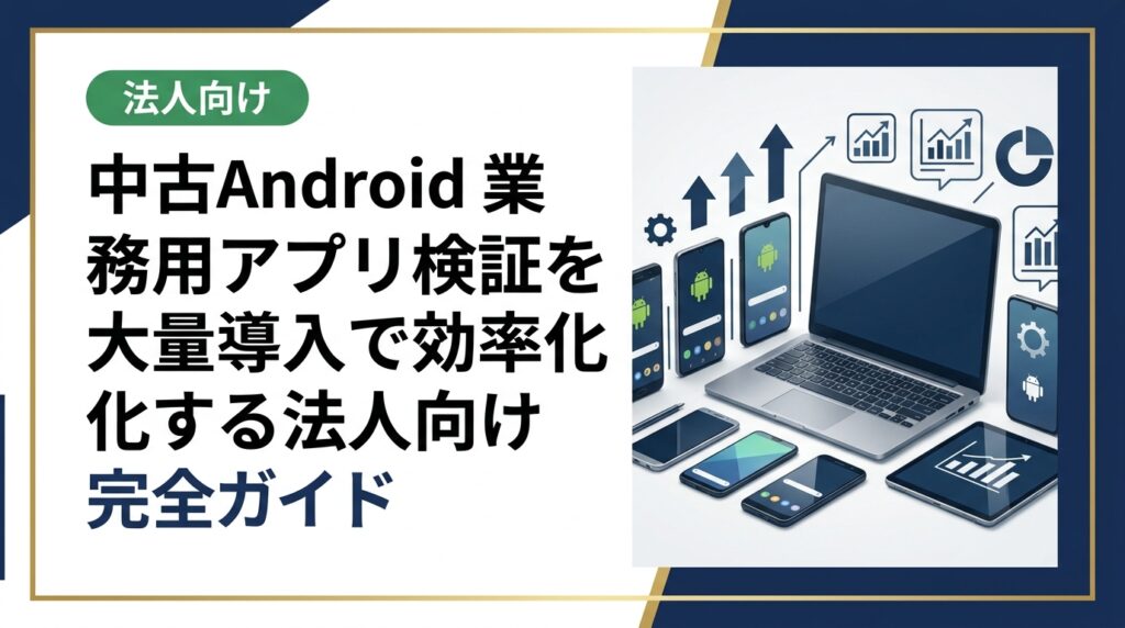 業務用アプリ検証に中古Androidを大量調達する方法を解説。コスト削減・即日対応・データ消去証明書発行など法人担当者が知っておくべき実務ポイントを網羅。