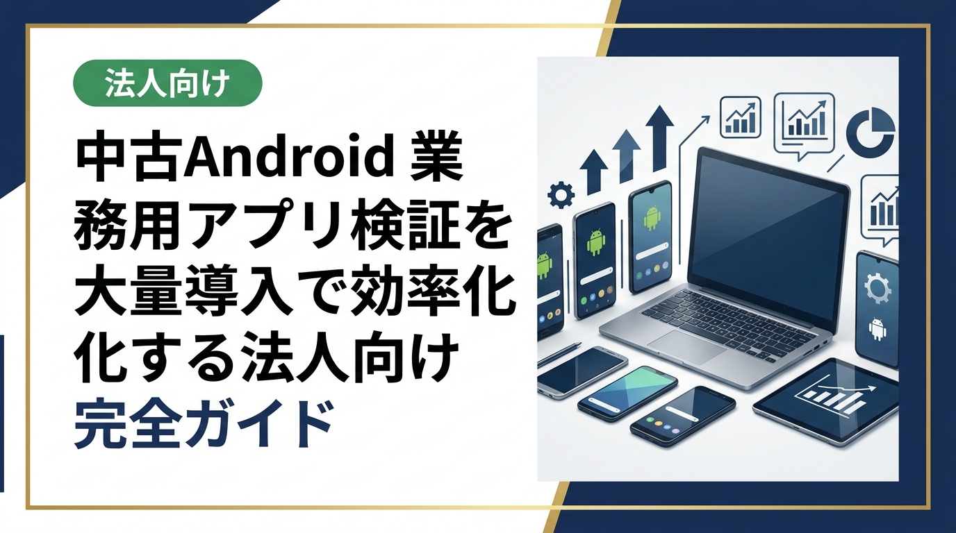 業務用アプリ検証に中古Androidを大量調達する方法を解説。コスト削減・即日対応・データ消去証明書発行など法人担当者が知っておくべき実務ポイントを網羅。