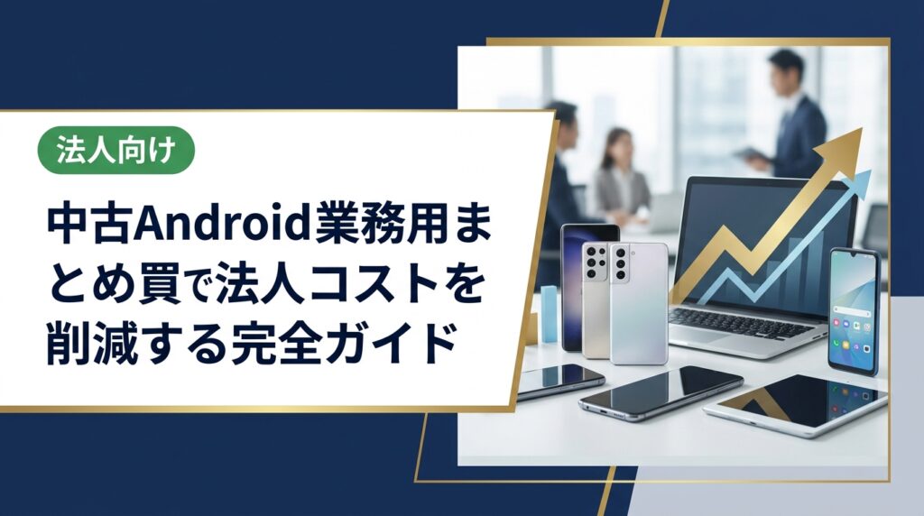 法人向け中古Android端末のまとめ買いを徹底解説。選定基準・セキュリティ・コスト試算・導入手順まで総務・情シス担当者が知りたい実務情報をまとめました。