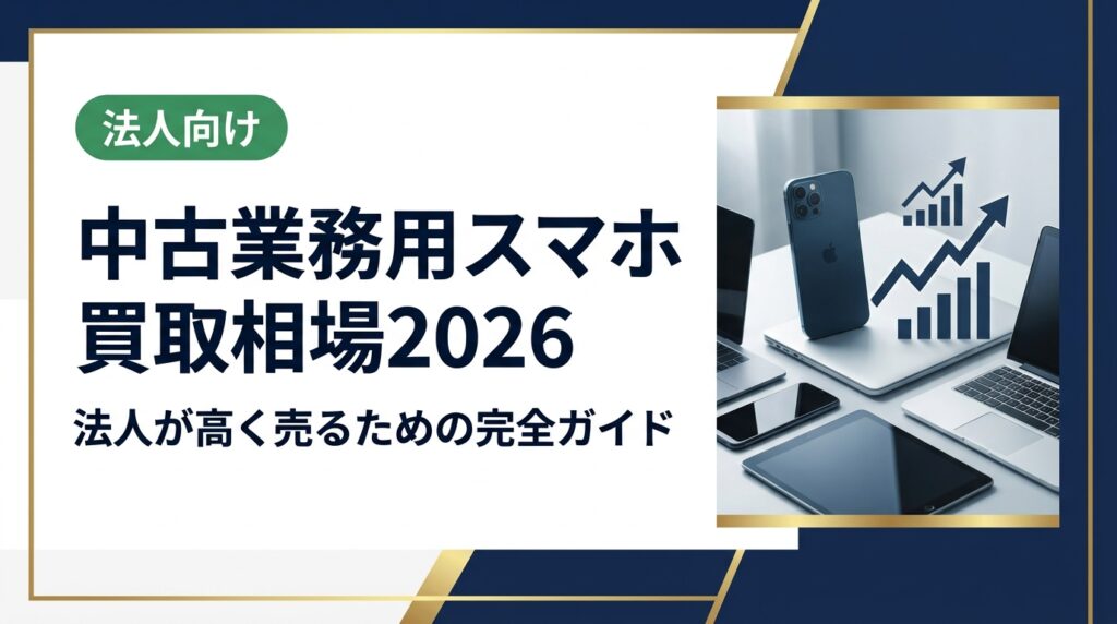 2026年の中古業務用スマホ買取相場を法人向けに徹底解説。機種別の相場目安・査定ポイント・一括売却の流れまで実務的に紹介します。無料法人見積りも受付中。
