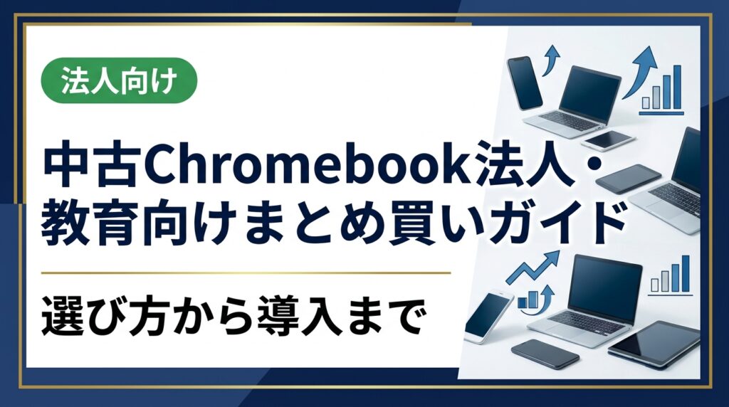 中古Chromebookを法人・教育機関がまとめ買いする際の選び方、コスト比較、データ消去、導入手順を実務目線で解説。卸直結の高品質在庫と即日対応で一括調達をサポートします。