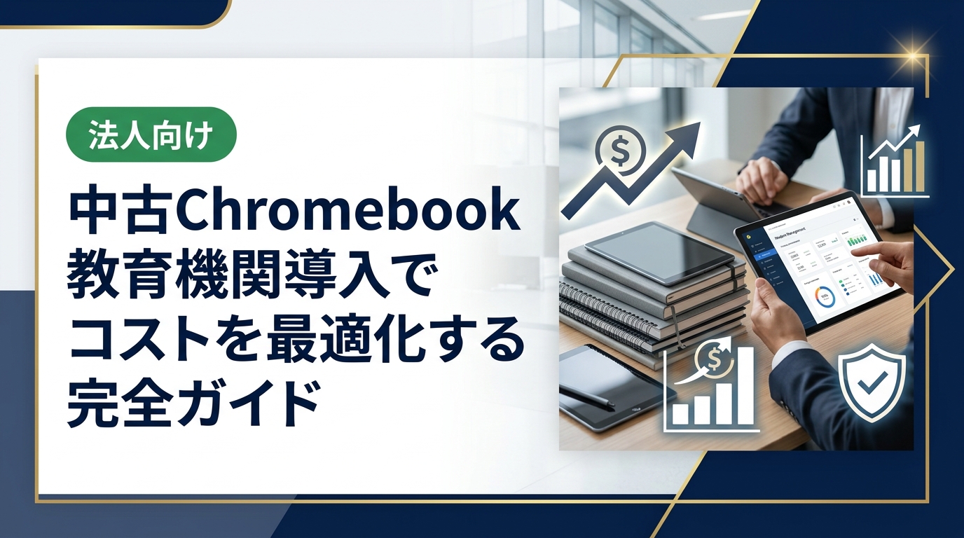 教育機関が中古Chromebookを導入する際のコスト削減効果・選定基準・導入手順・セキュリティ対策を法人担当者向けに徹底解説。卸直結の高品質中古端末で予算を賢く活用しましょう。