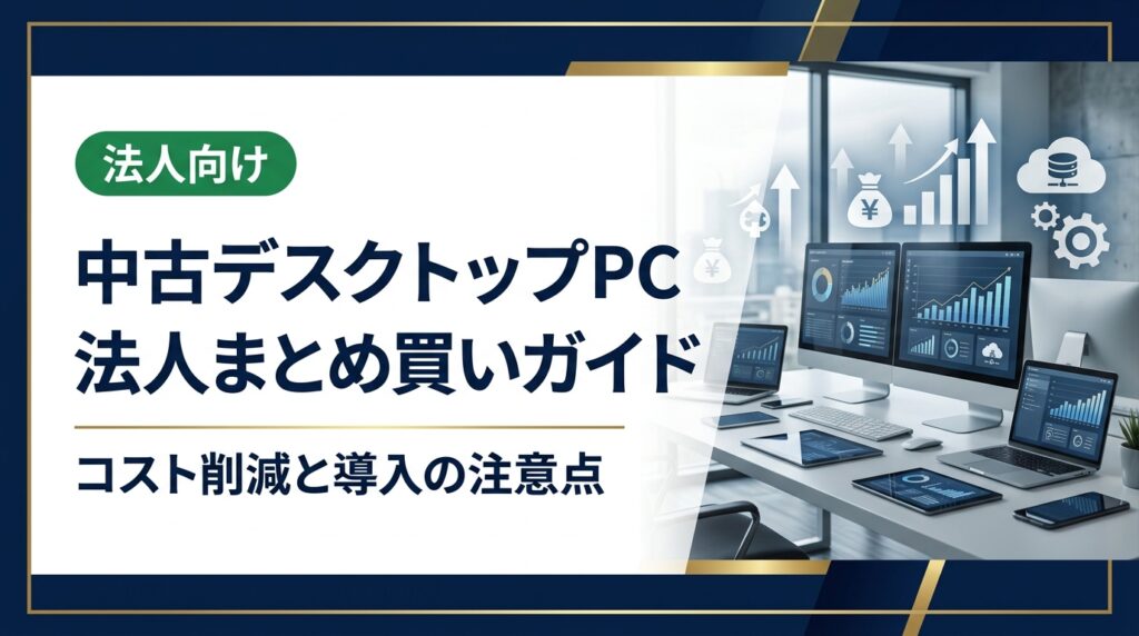 法人向けに中古デスクトップPCのまとめ買いを徹底解説。コスト削減効果・選び方・リスク対策・データ消去まで総務・情シス担当者が知りたい実務情報をまとめました。