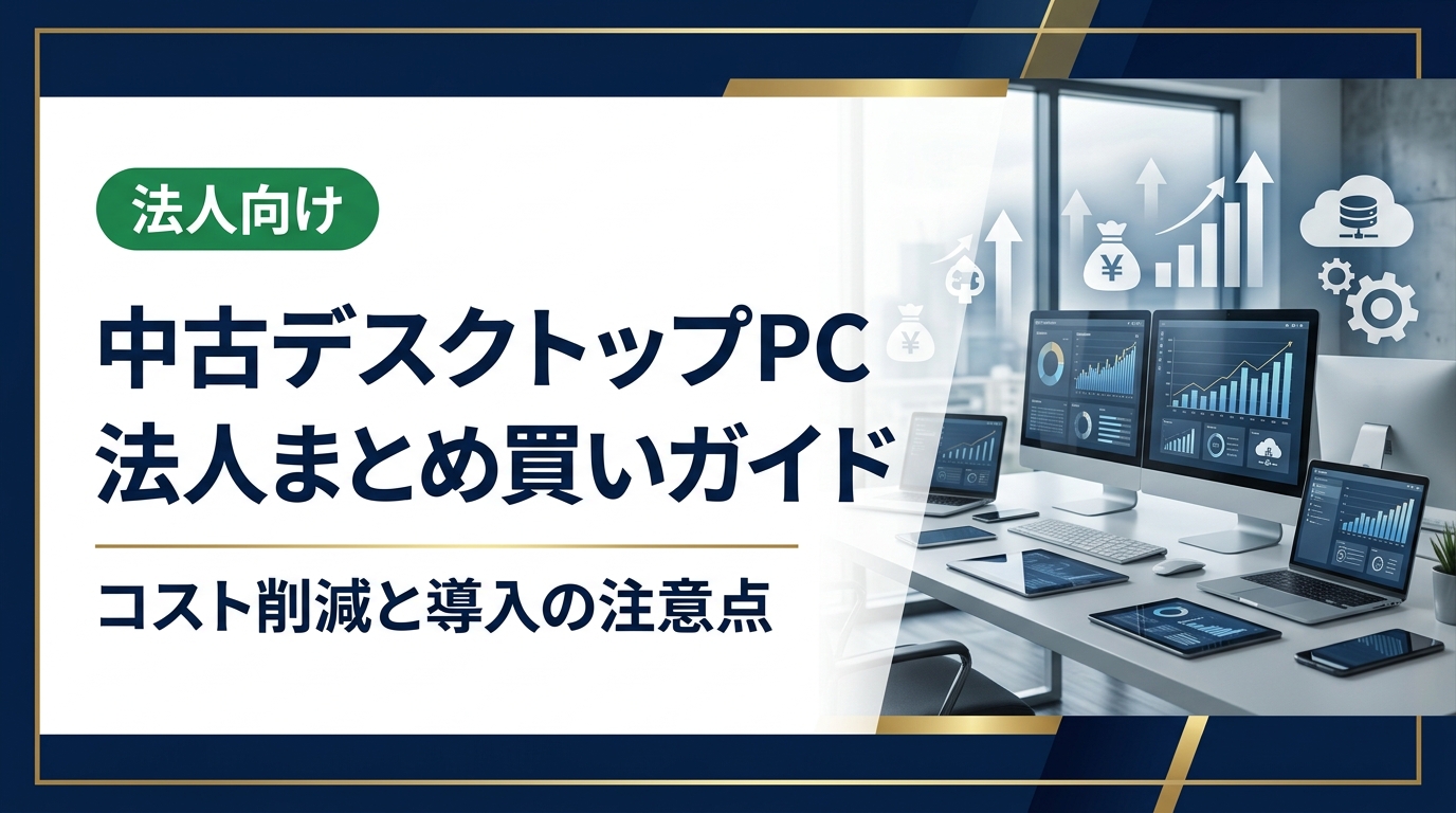 法人向けに中古デスクトップPCのまとめ買いを徹底解説。コスト削減効果・選び方・リスク対策・データ消去まで総務・情シス担当者が知りたい実務情報をまとめました。