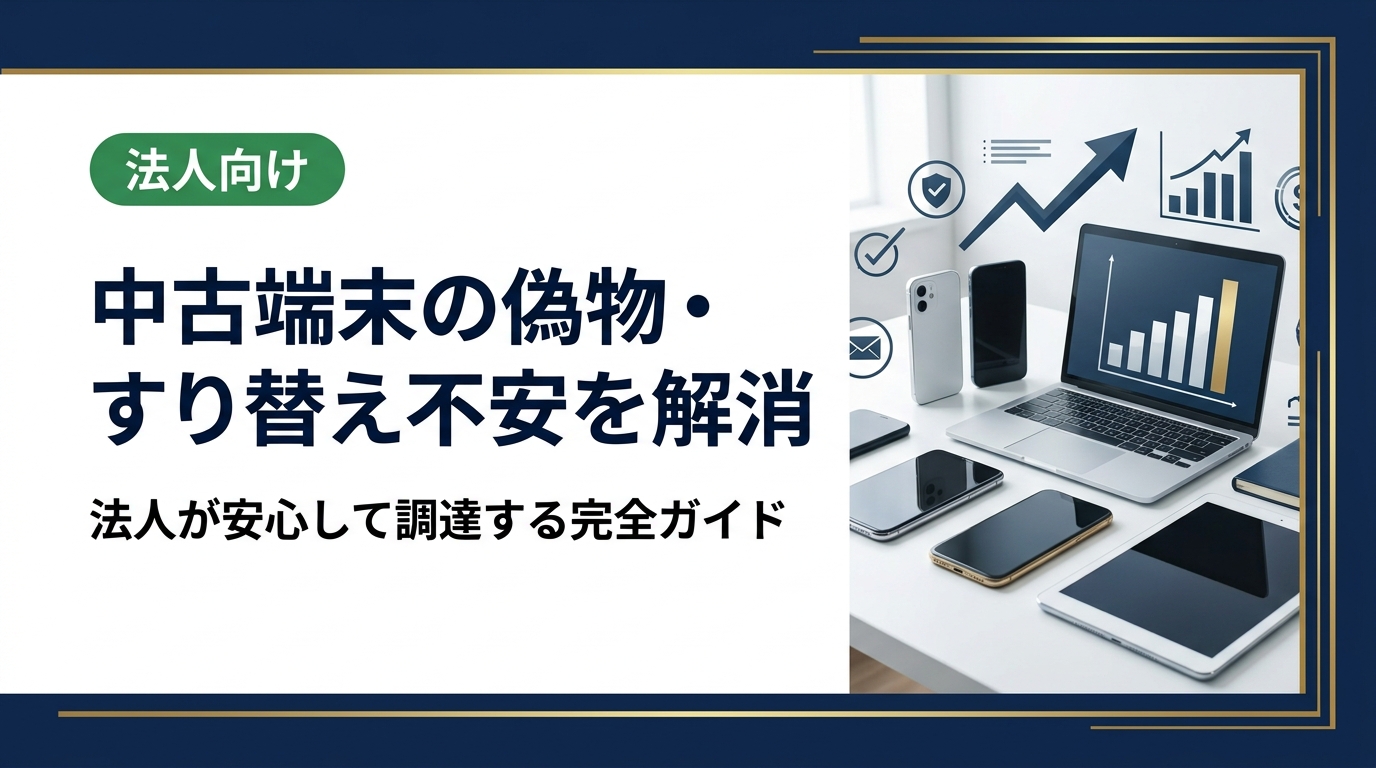 法人が中古端末を調達する際に懸念される偽物・すり替えリスクの実態と見分け方、信頼できる業者の選定基準、契約上の注意点を実務目線で徹底解説します。