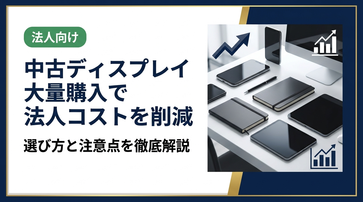 法人向けに中古ディスプレイの大量購入メリット・選び方・信頼できる業者の見極め方を実務目線で解説。データ消去証明書や保証対応など導入前に知っておくべきポイントを網羅しています。