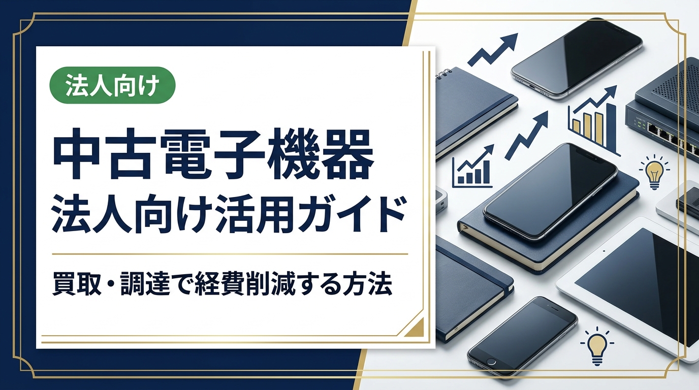 法人が中古電子機器を活用するメリットや買取・調達の流れ、データ消去の重要性をわかりやすく解説。総務・情シス担当者が知っておくべき実務ポイントを網羅。