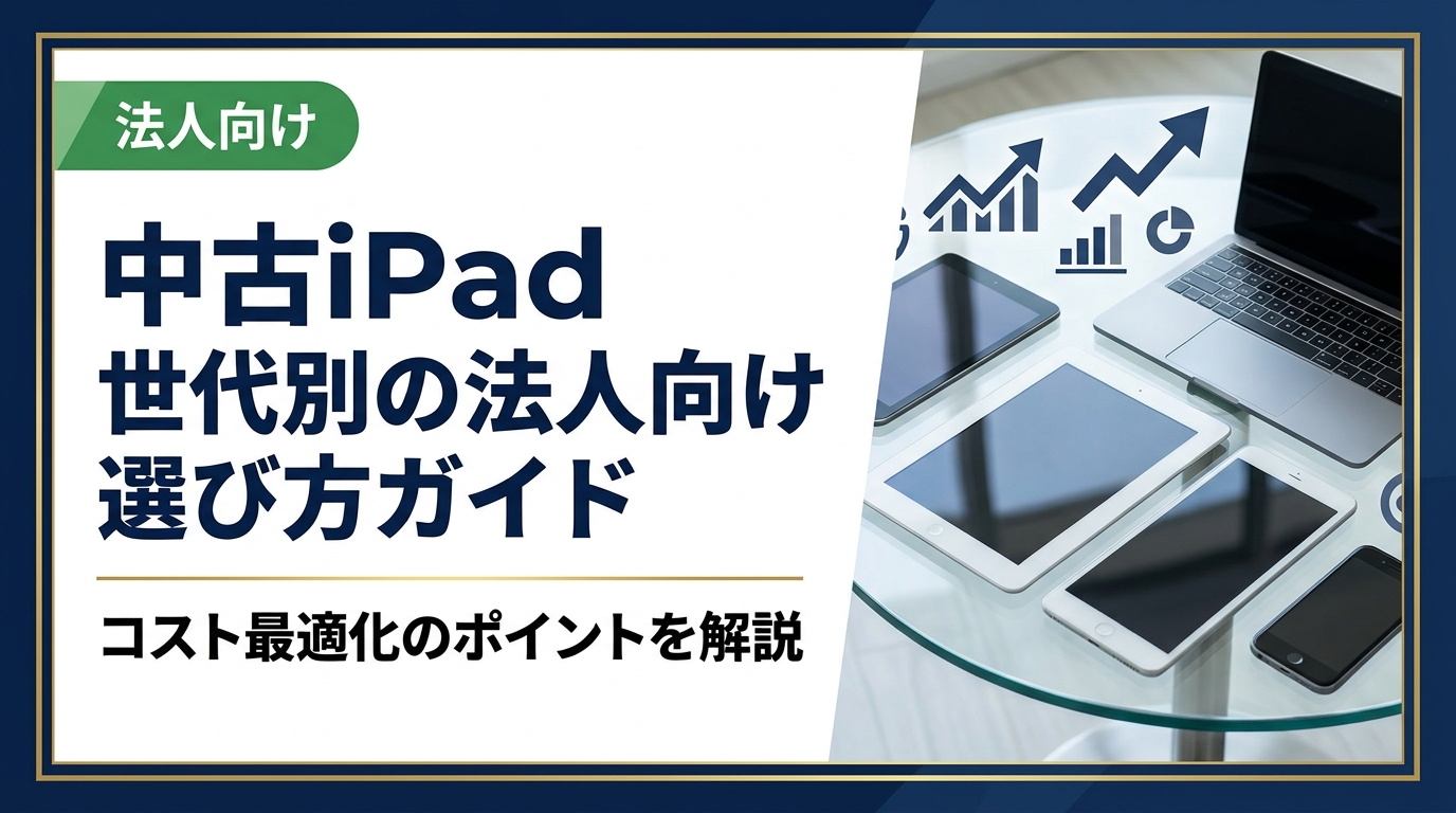 法人が中古iPadを導入する際の世代別選び方を徹底解説。用途・予算・サポート期限に合わせた機種選定のポイントから、データ消去証明書や一括調達のコツまで実務担当者向けに詳しく紹介します。
