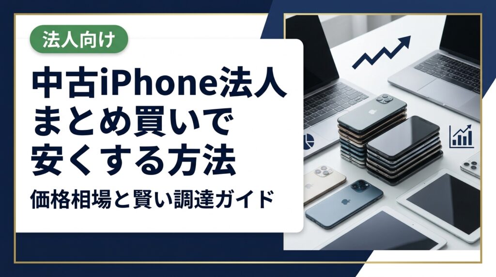 中古iPhoneを法人でまとめ買いする際の価格相場・グレード選び・安く仕入れるコツを総務・情シス担当者向けに解説。データ消去証明書対応の卸直結業者への法人見積り依頼方法も紹介します。