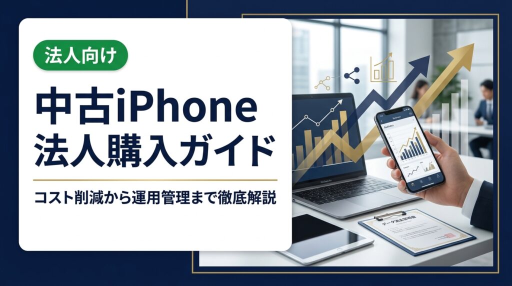 法人が中古iPhoneを購入するメリット・注意点・選び方を実務目線で解説。データ消去証明書、キャリアロック確認、卸業者直結の高品質調達まで、総務・情シス担当者が知っておくべき情報を網羅。