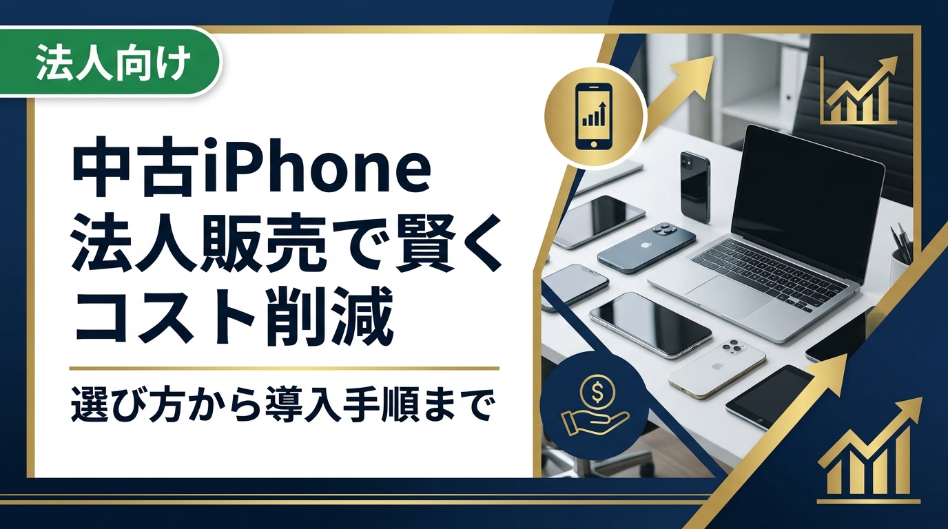 中古iPhone法人販売の選び方・グレード・データ消去・導入手順を総務・情シス担当者向けに解説。卸直結の高品質在庫と即日対応で法人の端末調達コストを大幅削減できます。