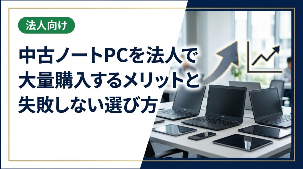 中古ノートPCを法人で大量購入する際のメリット・注意点・選び方を実務目線で解説。コスト削減と品質確保を両立する調達のポイントとデータ消去対策まで網羅します。