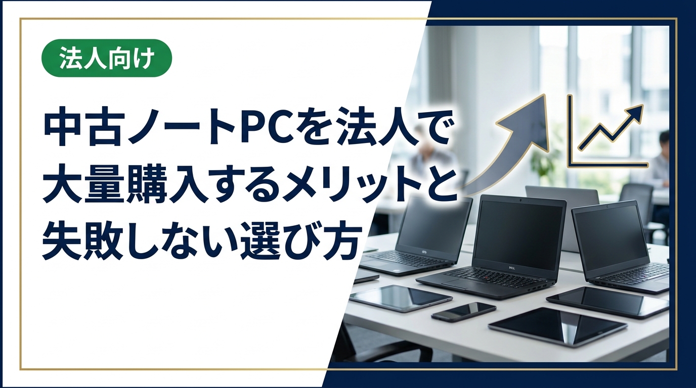 中古ノートPCを法人で大量購入する際のメリット・注意点・選び方を実務目線で解説。コスト削減と品質確保を両立する調達のポイントとデータ消去対策まで網羅します。