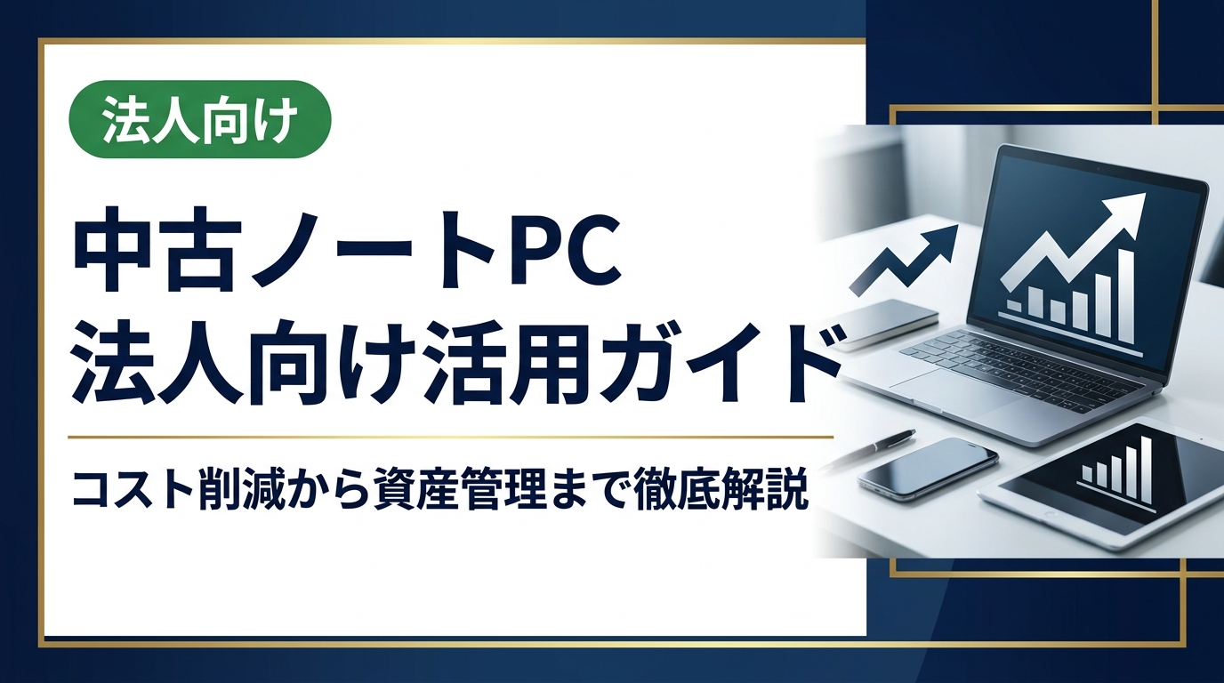 法人が中古ノートPCを導入・売却する際のポイントを総務・情シス担当者向けに解説。コスト削減効果、選び方、データ消去、資産管理、買取活用まで実務的に網羅します。