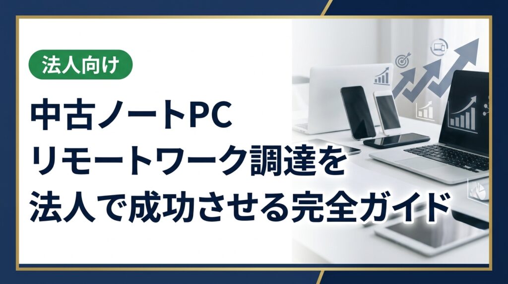法人がリモートワーク用に中古ノートPCを調達する際の選定基準・コスト比較・セキュリティ対策・導入フローを実務目線で徹底解説。卸直結の高品質中古PCで即戦力環境を構築しましょう。
