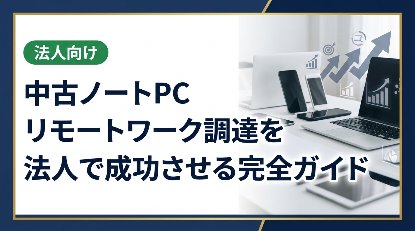 法人がリモートワーク用に中古ノートPCを調達する際の選定基準・コスト比較・セキュリティ対策・導入フローを実務目線で徹底解説。卸直結の高品質中古PCで即戦力環境を構築しましょう。