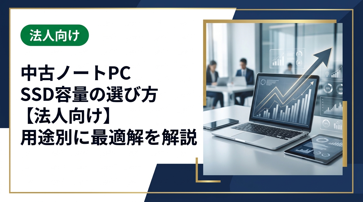 法人が中古ノートPCを選ぶ際のSSD容量の選び方を用途別に解説。一般業務・設計・営業など職種ごとの最適容量から注意点、コスパの高い調達方法まで実務目線で紹介します。