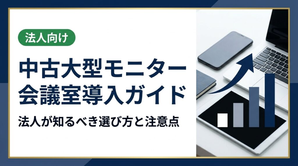 法人向けに中古大型モニターを会議室へ導入する際の選び方・スペック基準・調達コスト・データ消去・信頼できる業者の見分け方まで実務的に解説。総務・情シス担当者必読のガイドです。