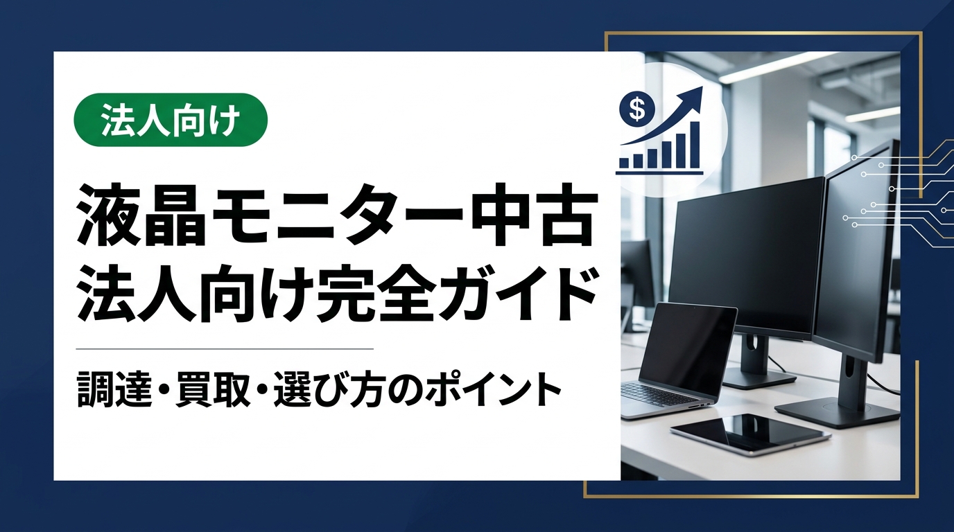 法人向け中古液晶モニターの調達・買取・選び方を徹底解説。コスト削減やデータ消去対応、卸直結の高価買取まで実務担当者が知りたい情報をまとめました。