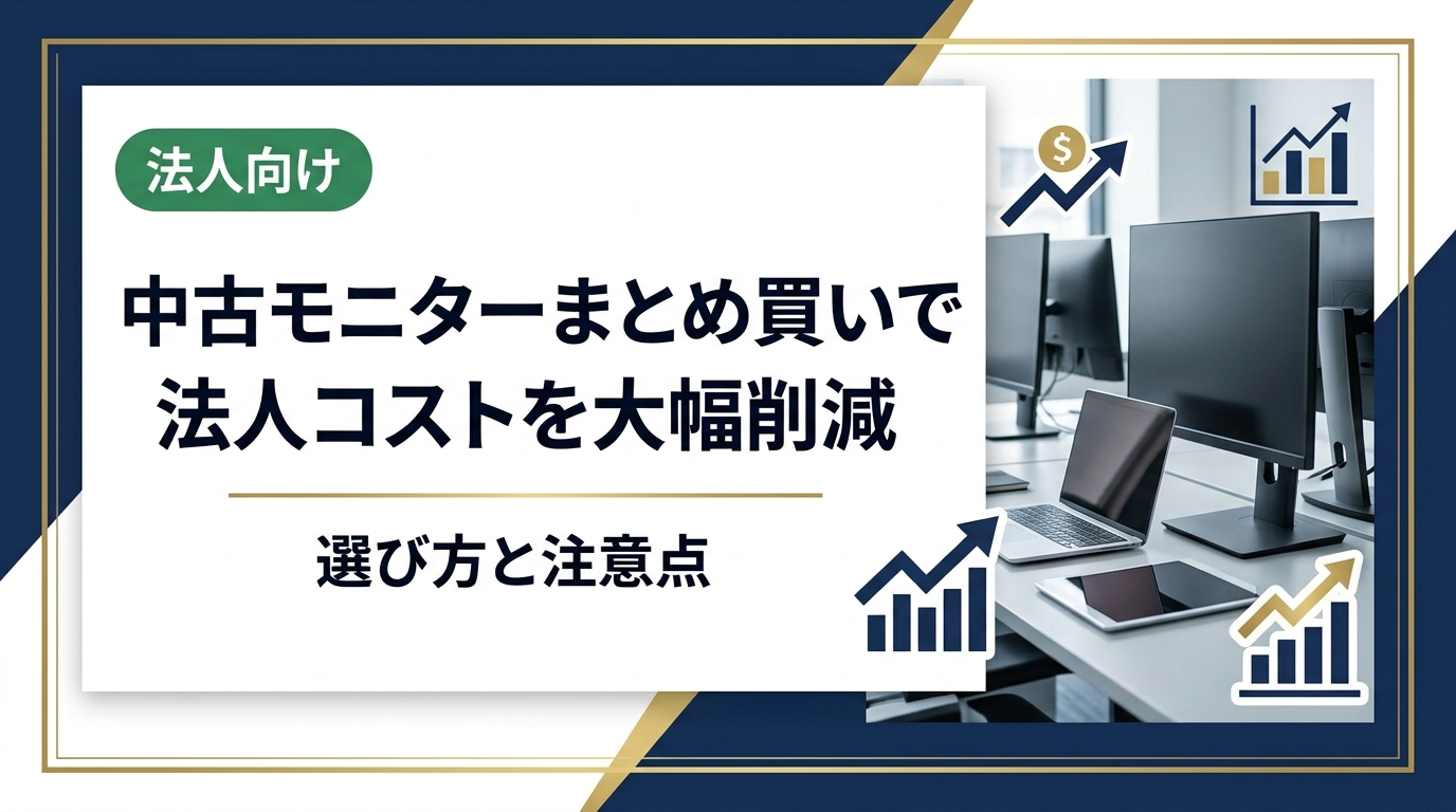 中古モニターのまとめ買いを検討中の法人担当者向けに、メリット・選び方・仕入れ先の見極め方・注意点を実務目線で解説。データ消去対応や保証内容の確認ポイントも網羅。