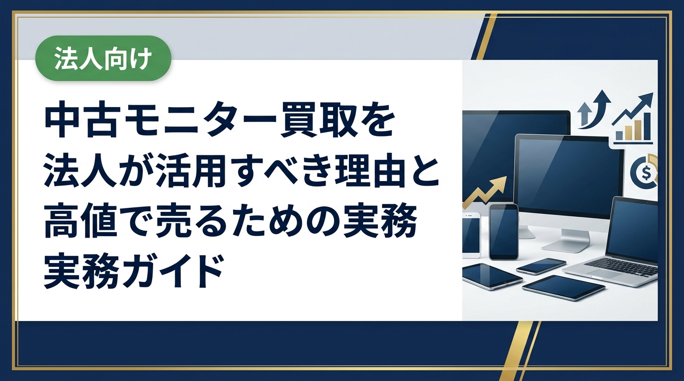 法人の中古モニター買取を徹底解説。まとめ売りで高値になる理由、データ消去対応、業者選びのポイントまで総務・情シス担当者向けに実務的に紹介します。