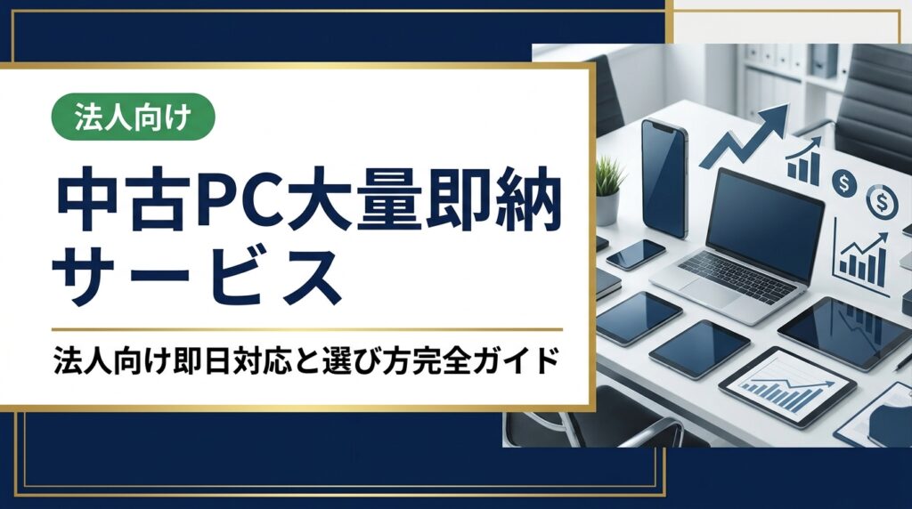 法人で中古PCを大量かつ即納で調達したい担当者向けに、業者選びのポイント・納期・データ管理・コスト削減まで実務的に解説。卸直結だから実現できるスピード対応をご紹介します。