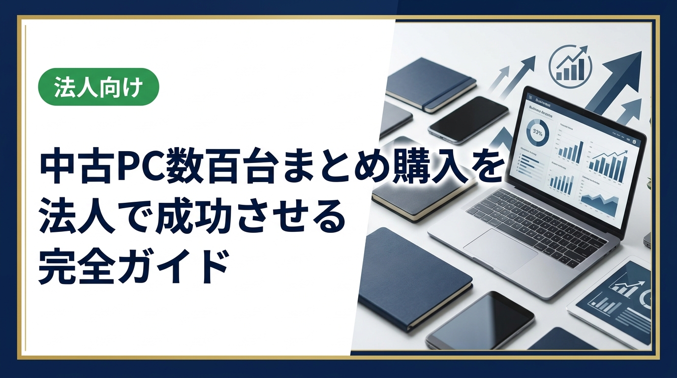 法人が中古PCを数百台まとめて購入する際の選定基準・調達先・コスト削減のポイントを実務目線で解説。データ消去証明書の発行や卸業者直結の高品質調達も紹介します。