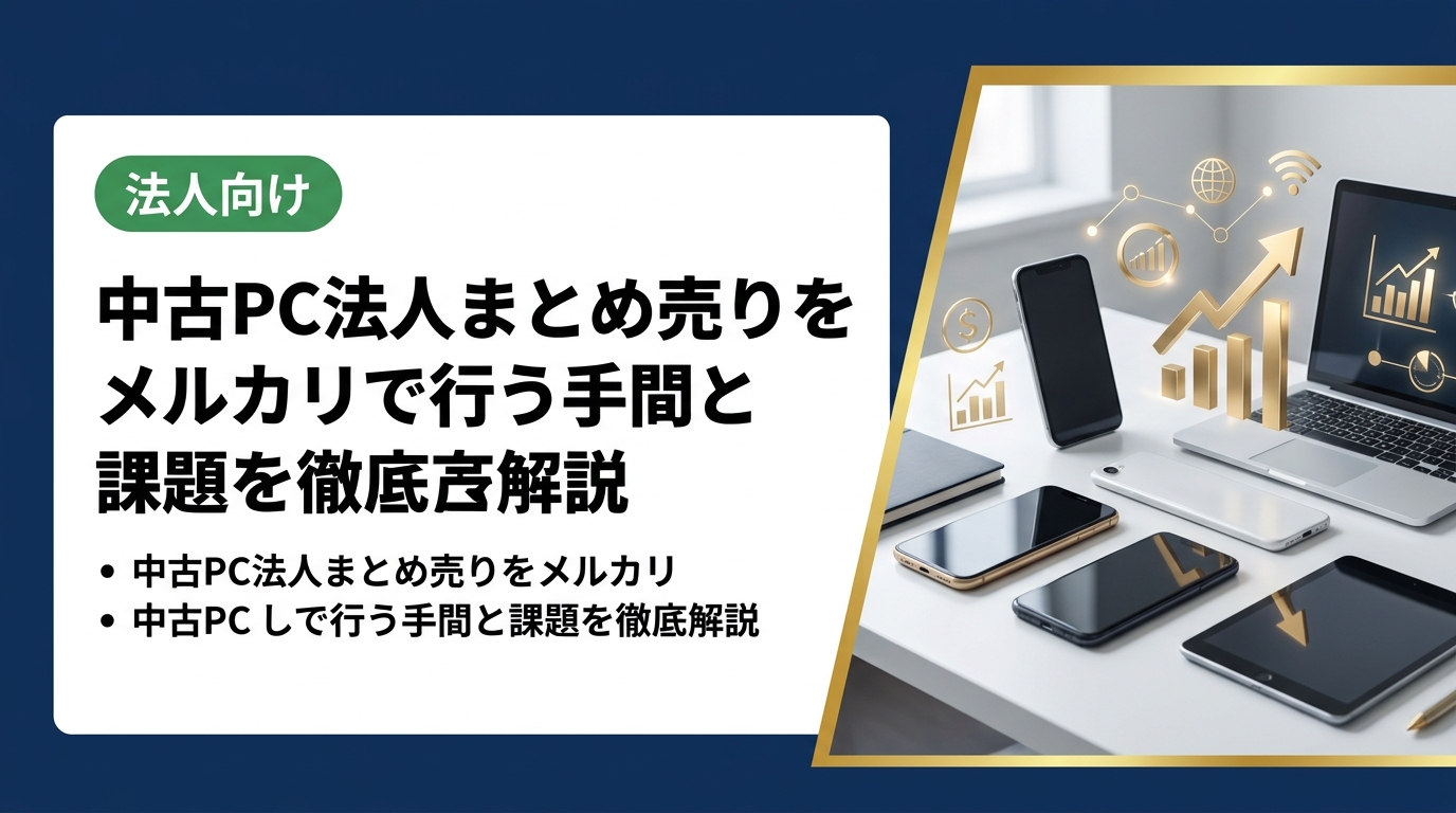 法人が中古PCをまとめ売りする際、メルカリ・ヤフオク等の個人向けサービスでは手間・工数・請求書払い・データ消去証明書など法人ニーズに対応しにくい構造的理由を解説します。