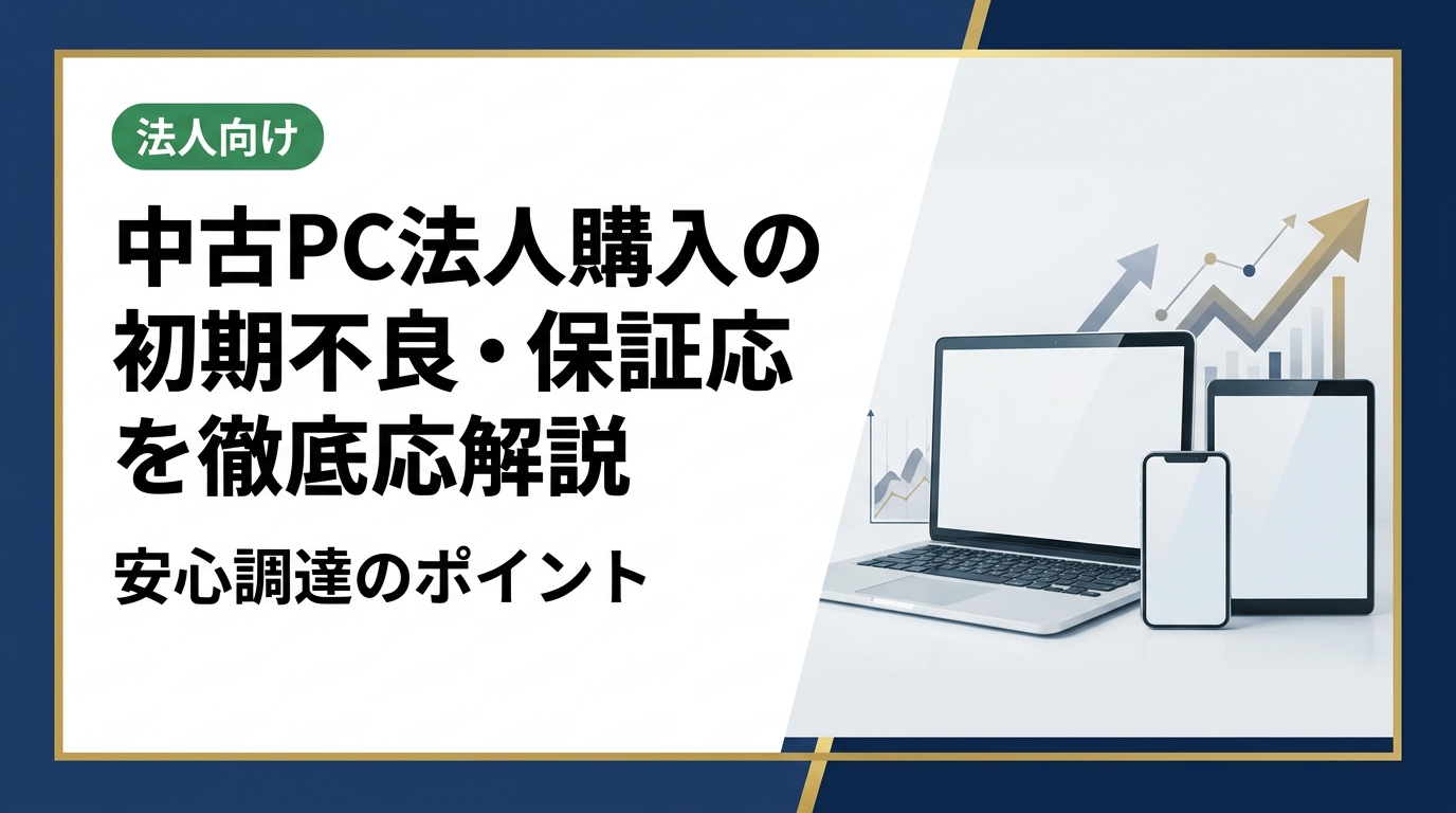法人が中古PCを購入する際の初期不良リスクと保証対応の実務を解説。保証期間の確認方法・初期不良発生時の対処フロー・信頼できる業者の選び方まで総務・情シス担当者向けに詳しく紹介します。