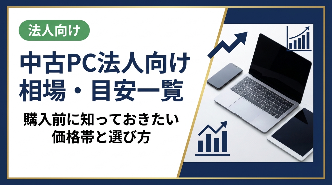法人が中古PCを購入する際の相場・目安を機種・スペック別に一覧で解説。コスト削減のポイントや信頼できる業者の選び方まで実務担当者向けに詳しく紹介します。