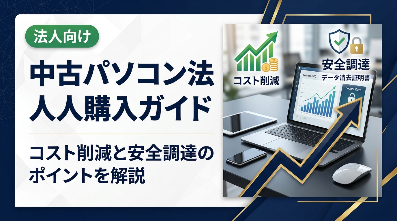 法人が中古パソコンを購入する際の選び方・注意点・コスト削減効果をわかりやすく解説。データ消去証明書の確認方法や信頼できる業者の選定基準など実務的な情報をまとめています。