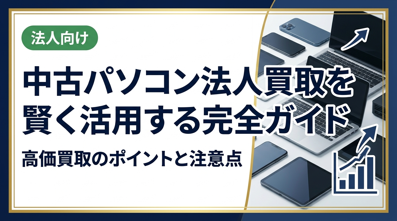 法人の中古パソコン買取を検討中の総務・情シス担当者向けに、高価買取のコツ・データ消去・業者選びの注意点を実務目線で徹底解説。卸直結で即日対応の中古スマホ流通センターにご相談ください。