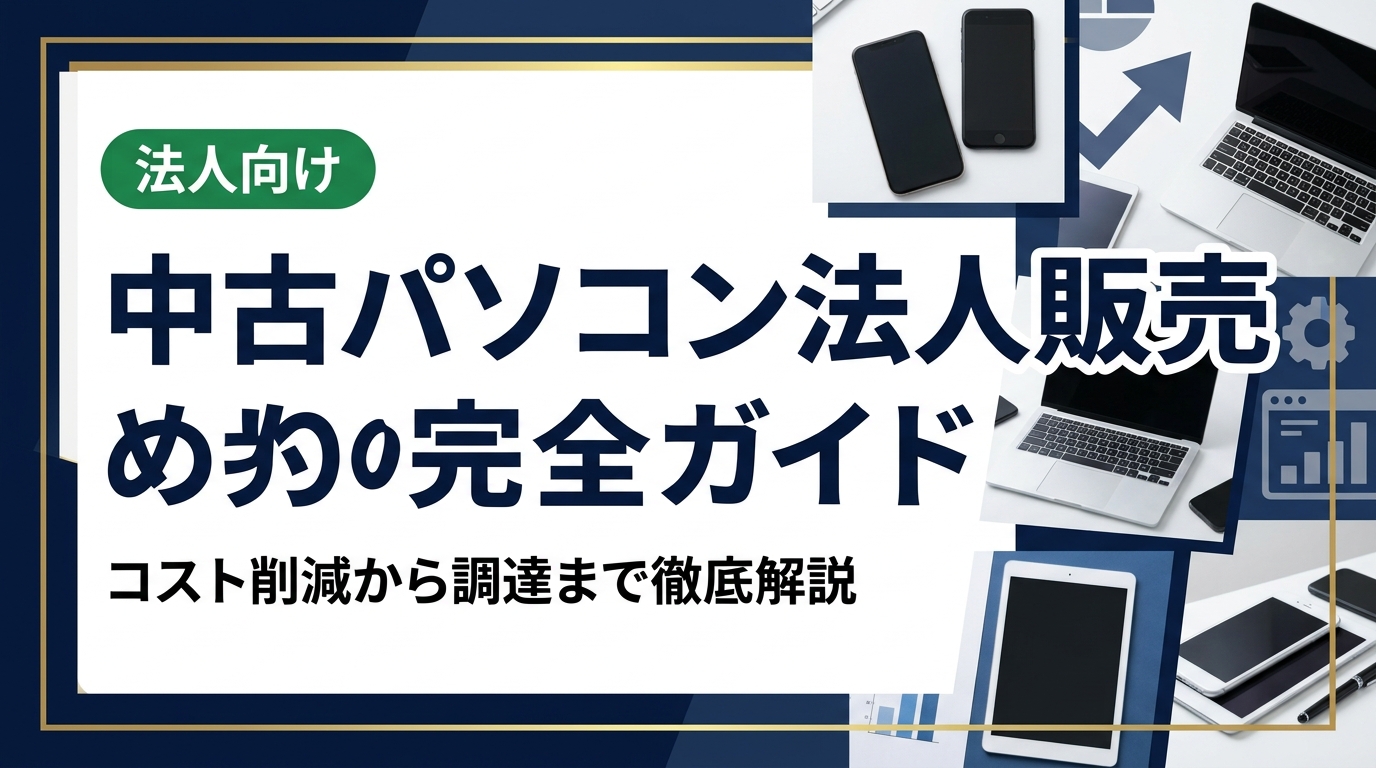 法人向け中古パソコンの購入メリット・選び方・注意点を総務・情シス担当者向けに解説。データ消去証明書対応・即日納品・卸直結の高品質調達なら中古スマホ流通センターへ。
