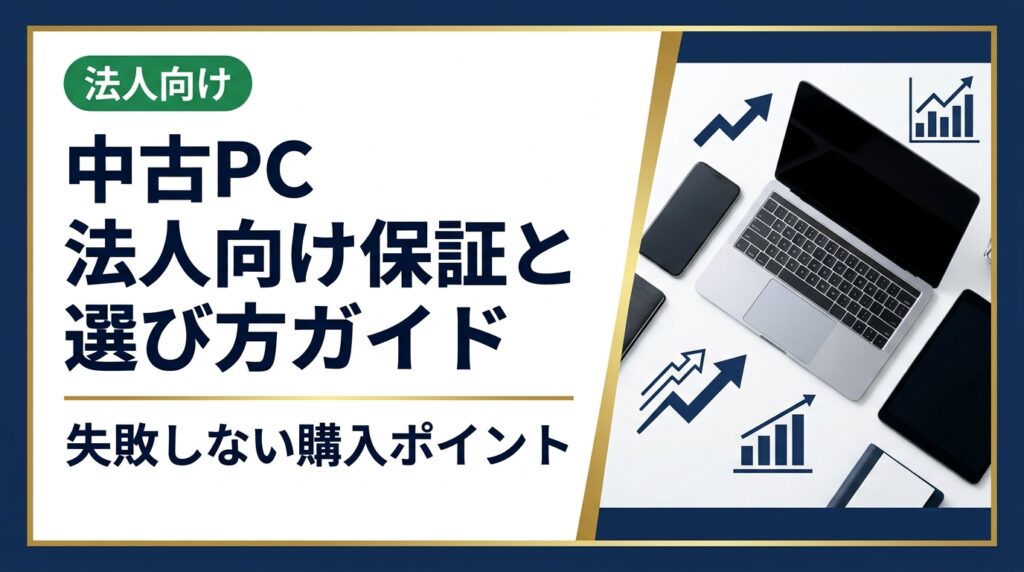 法人が中古PCを購入する際の保証内容・選び方を徹底解説。データ消去証明・グレード・スペック基準など実務担当者が押さえるべきポイントをわかりやすくまとめました。