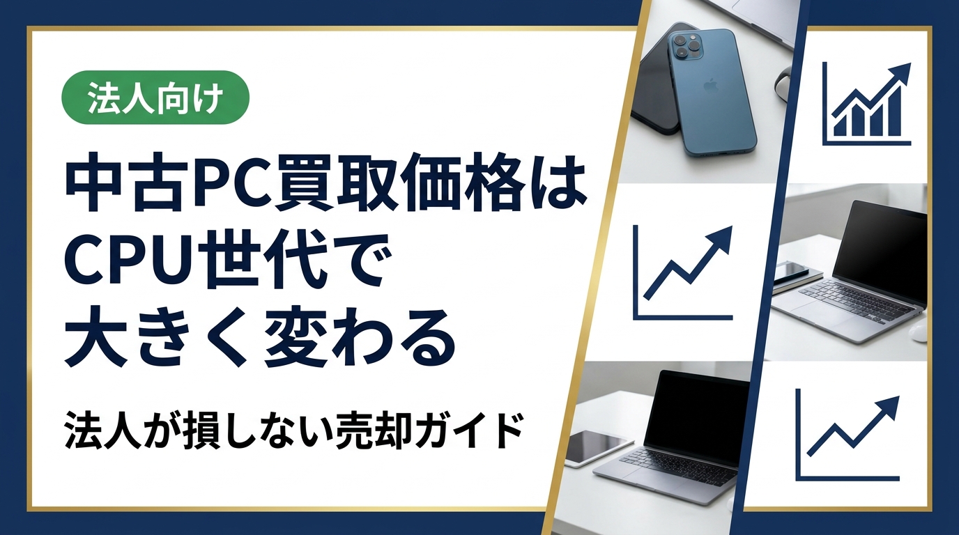 中古PCの買取価格はCPU世代によって大きく左右されます。法人担当者が知っておくべきCore世代ごとの価格傾向、一括売却のポイント、データ消去対応まで実務的に解説します。