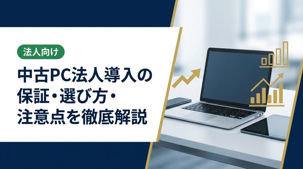 法人が中古PCを導入する際の保証内容・選び方・注意点をわかりやすく解説。総務・情シス担当者が失敗しないための実務的チェックポイントを網羅しています。
