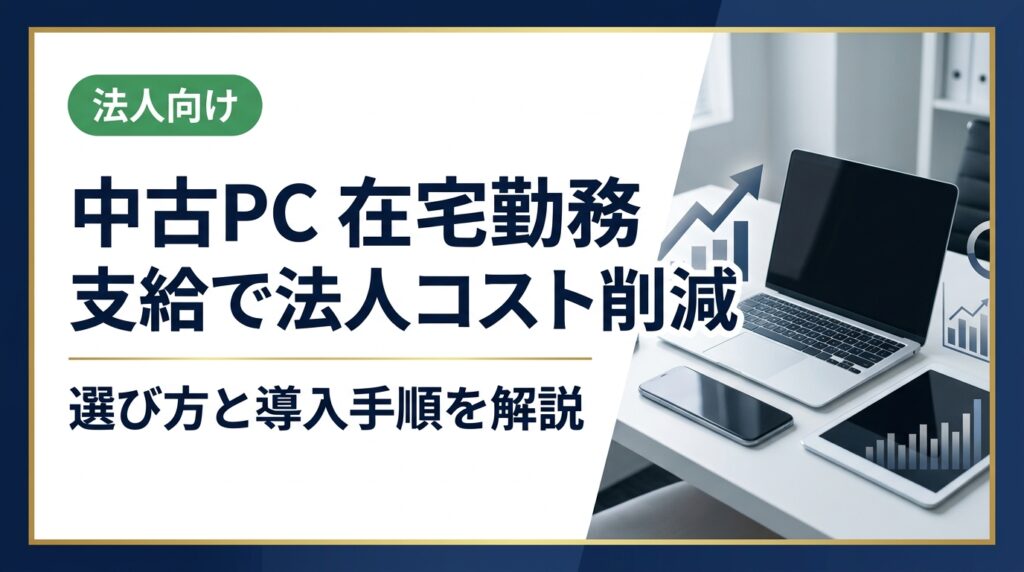在宅勤務用PCを中古で法人支給する際の選び方・スペック基準・セキュリティ対策・導入手順を総務・情シス担当者向けに実務的に解説。コスト削減と安全運用を両立するポイントをまとめました。