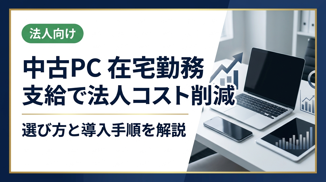 在宅勤務用PCを中古で法人支給する際の選び方・スペック基準・セキュリティ対策・導入手順を総務・情シス担当者向けに実務的に解説。コスト削減と安全運用を両立するポイントをまとめました。