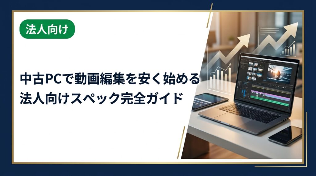 法人が中古PCで動画編集環境を安く構築するためのスペック選びを徹底解説。CPU・メモリ・GPU・ストレージの最低ラインから選定ポイントまで実務担当者向けにわかりやすく紹介します。