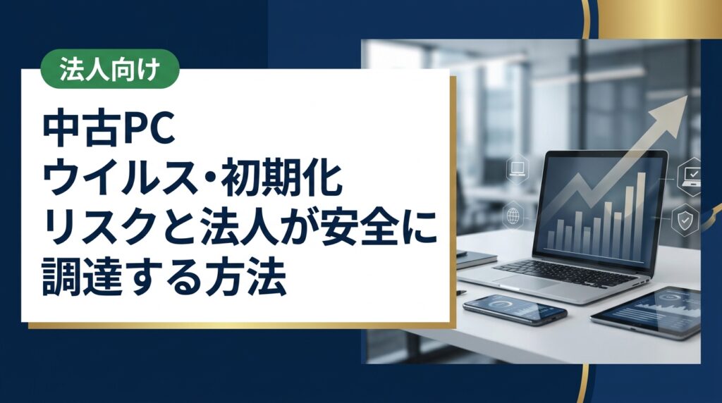 中古PCのウイルス感染や不完全初期化が法人にもたらすリスクを解説。買い手企業が安全に中古PCを調達するための確認ポイントや対策を実務目線で詳しく紹介します。