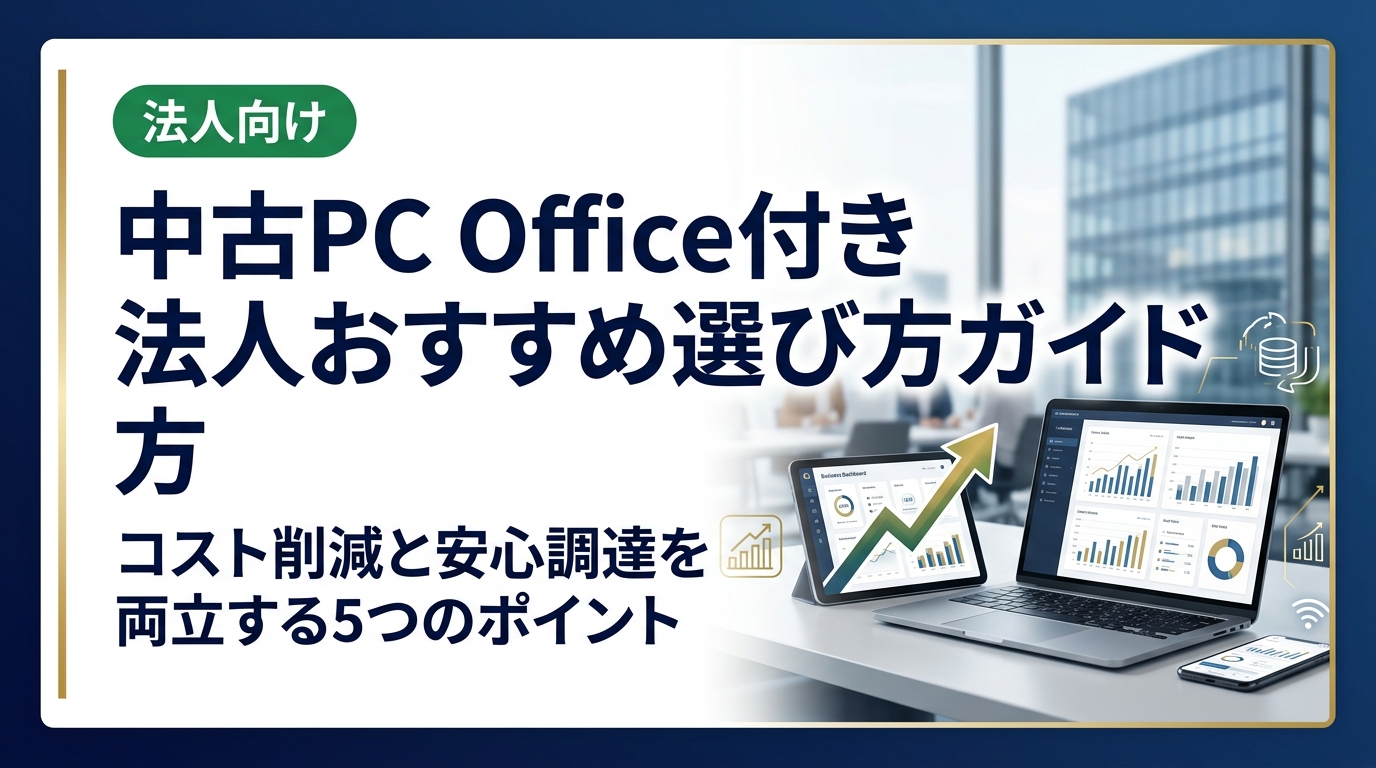 法人向け中古PC Office付きの選び方を総務・情シス担当者向けに解説。ライセンス確認・スペック基準・データ消去証明・一括調達のコツまで実務目線で網羅。卸直結で高品質・低コストを実現する方法も紹介。