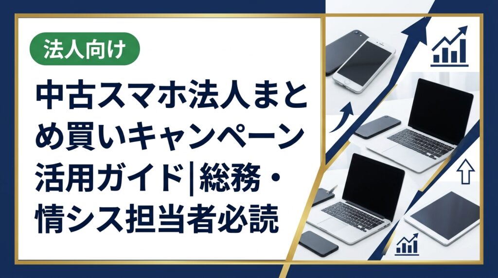 法人向け中古スマホのまとめ買いで得られるメリットや選び方、キャンペーン活用のポイントを実務目線で解説。データ消去・即日対応など法人特有のニーズに応える情報が満載です。