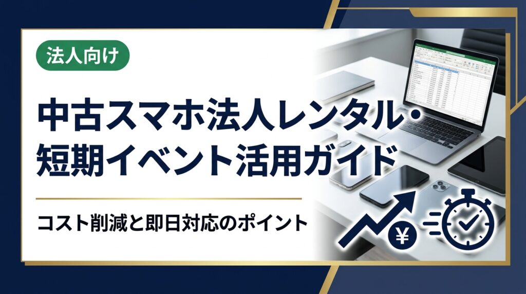 展示会・セミナー・繁忙期対応に中古スマホの短期法人レンタルを検討中の担当者必見。選び方・コスト比較・データ管理まで実務視点で徹底解説します。