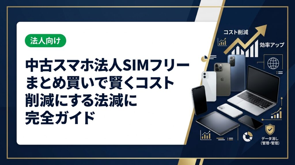 法人向け中古スマホのSIMフリーまとめ買いを徹底解説。選び方・コスト比較・データ消去・運用管理まで実務に即した情報をお届けします。