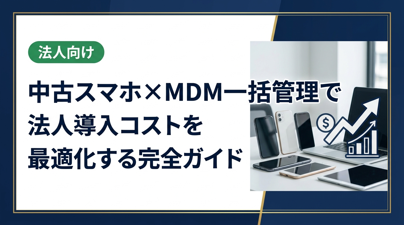 中古スマホをMDMで一括管理して法人導入するメリット・注意点・選び方を総務・情シス担当者向けに実務的に解説。コスト削減とセキュリティを両立する方法がわかります。